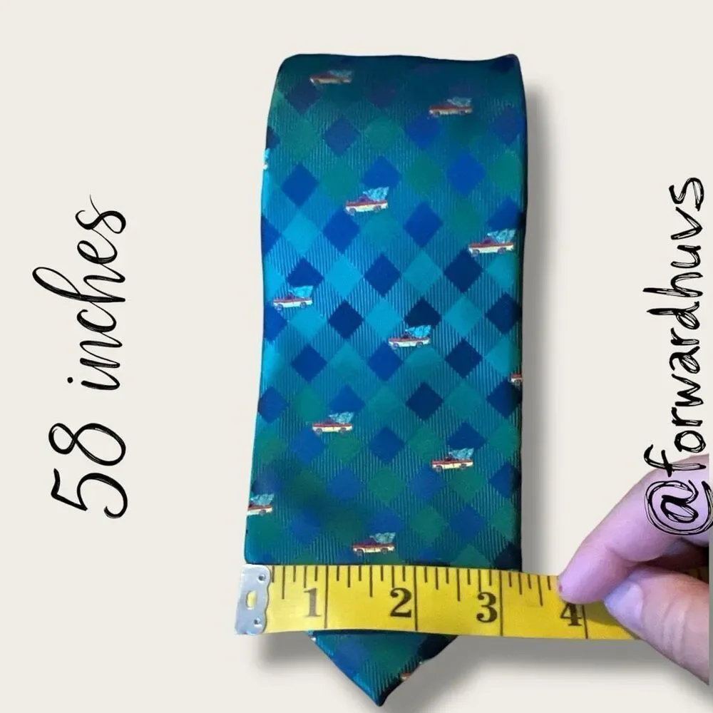 HO HO HO Christmas Necktie – 58” x 3.25” – Pickup Truck & Tree Print